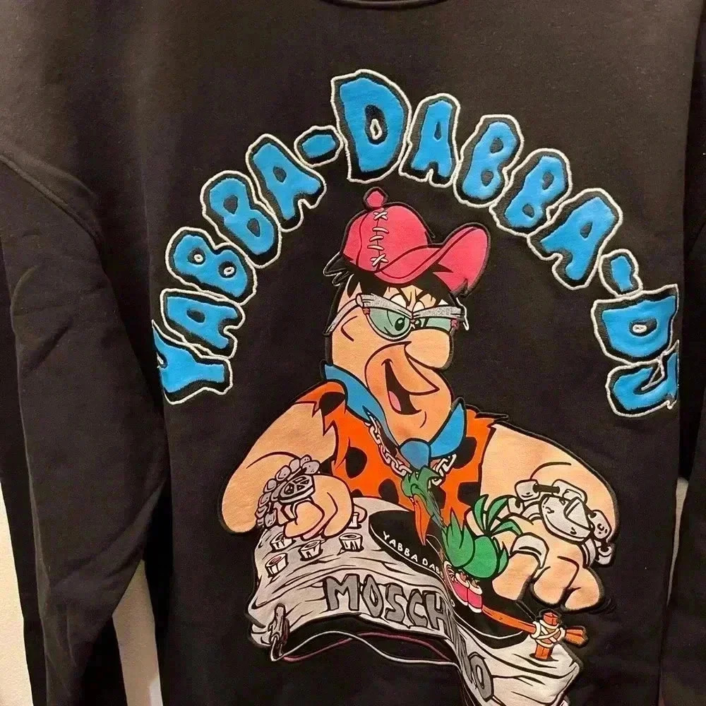NWT Moschino Flinstones Print Sweatshirt Black XL - Picture 2 of 5